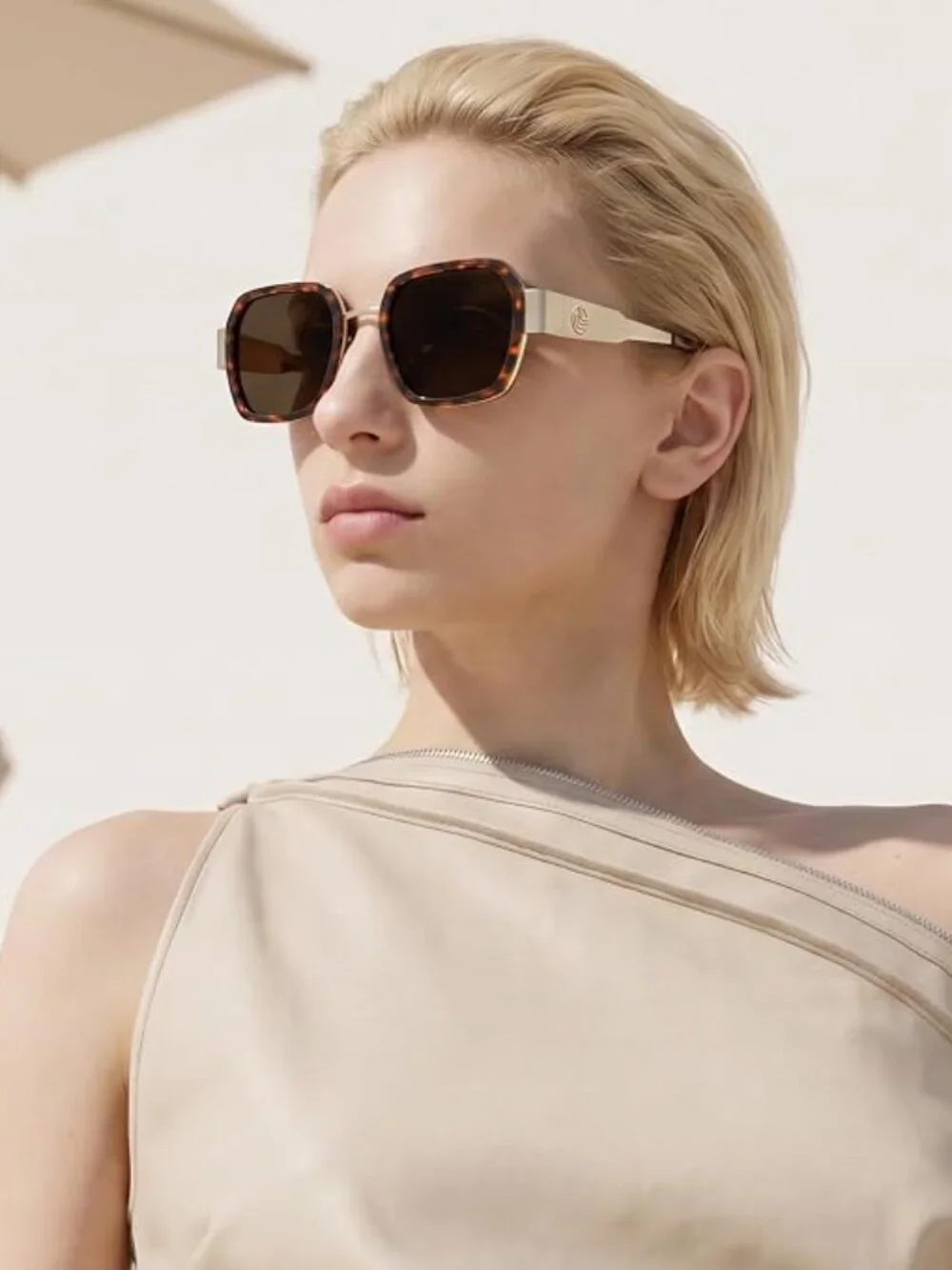 Oversized Square Polarized Metal Sunglasses